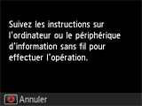 Écran Configuration sans câble : Suivez les instructions sur l'écran de l'ordinateur, sur le smartphone, etc., pour réaliser l'opération.